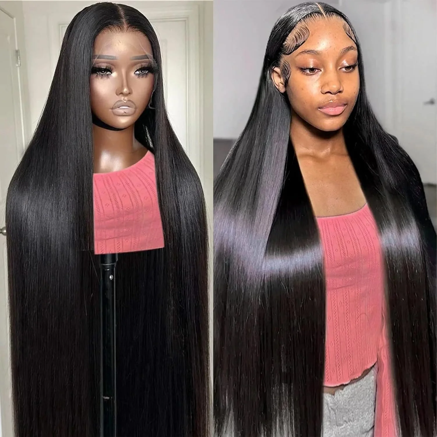 40 50 Inch 220 Density Frontal Wig For Black Women Brazilian Wigs Human Hair 5x5 Bone Straight HD Transparent Lace Front Wigs