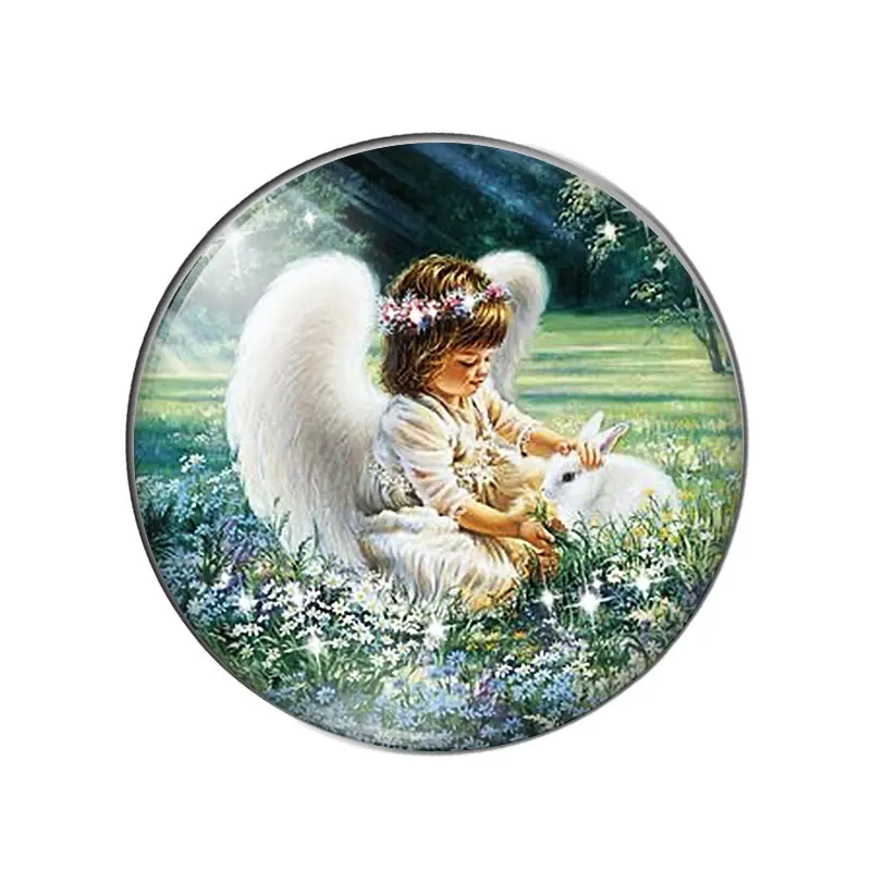 New Vintage Cute Angel Baby Paintings 10pcs 12mm/18mm/20mm/25mm Round photo demo glass cabochon flat back Making findings