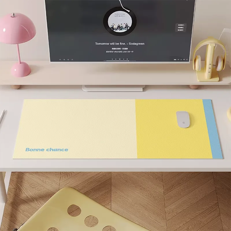 Color Blocking Pu Leather Mousepad Office Desk Mat Mouse Pad Computer Speed Type Carpet Mat Player Laptop Keyboard Cartoon