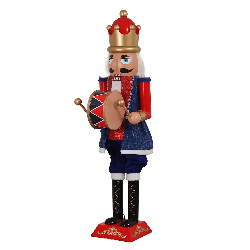 

Christmas Day Decoration Gifts Home Crafts Ornament Nutcracker with Lights Music Snow Standing Ornament