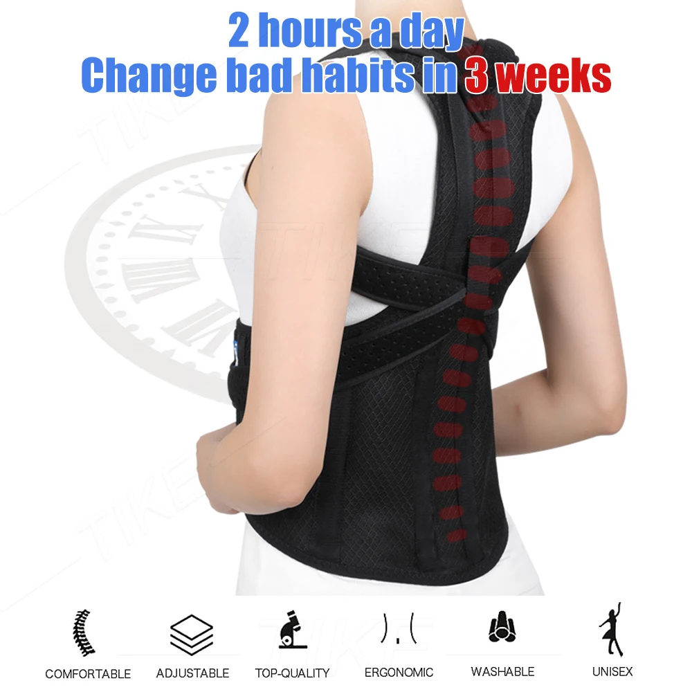 TIKE Alloy Posture Corrector Scoliosis Back Brace Spine Corset Shoulder Therapy Support Posture Correction Belt Orthopedic Back