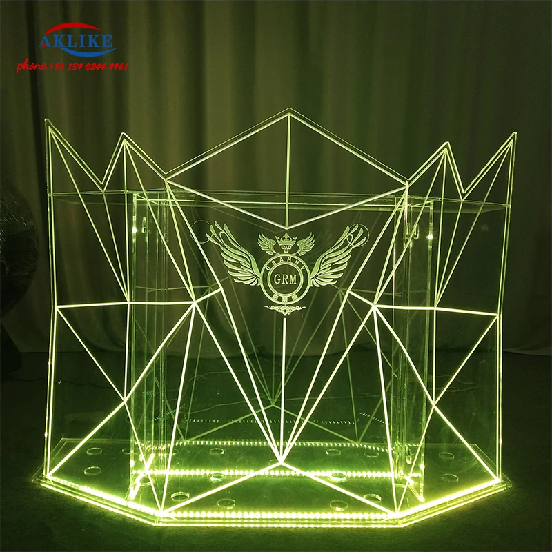 Bar Table Nightclub Disc Rack Custom Disc Acrylic Light Dj Table Led Home Bar Dj Booth Party Events Desk With Computer Stand
