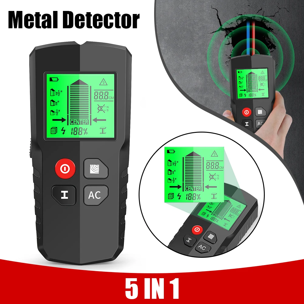 Professional Handheld LCD Display HW-QB5 for Wood AC Wire Cable Metal Detector Wall Detector Scanner 5 in 1 Multifunction