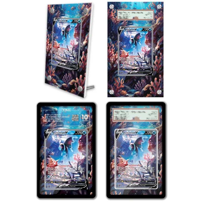 display-de-arte-anime-para-pokemon-lumineon-sword-shield-estojo-protetor-de-acrilico-para-arte-de-jogo-de-anime-presente-chaveiro-nivel-de-avaliacao