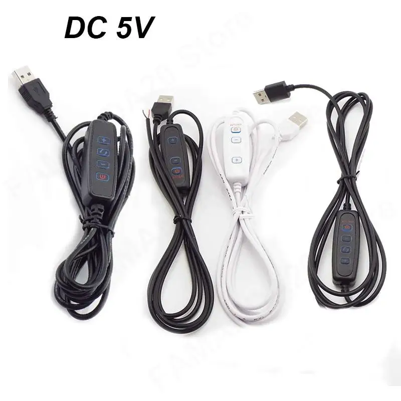 

USB Port Power Supply Cable DC 5V LED Dimmer Dimming 2pin 3pin Wire Extension Cord Line Color Control for LED Light Chips M20