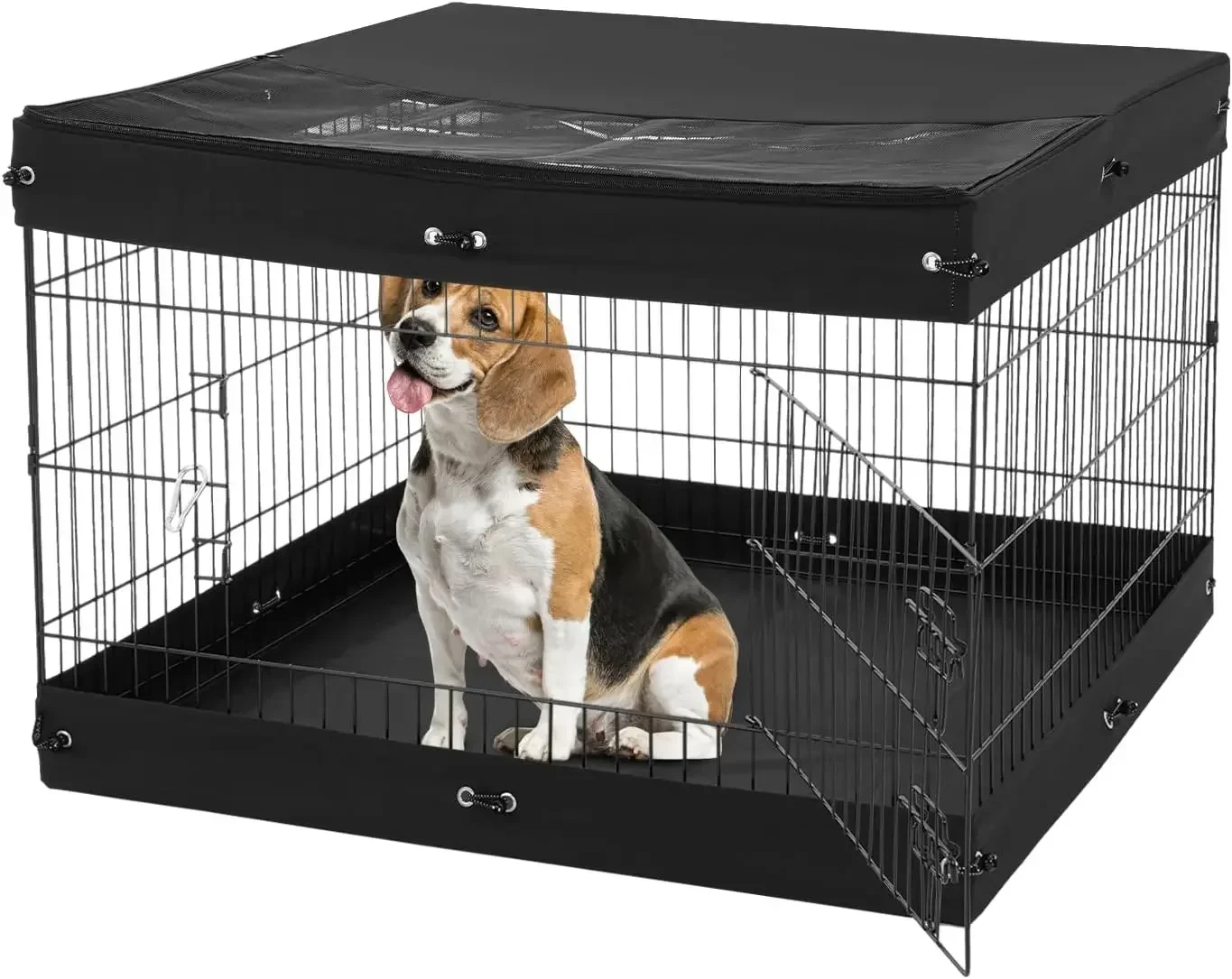 4 Pcs 24 x 36 in Panels Foldable Metal Pet Exercise Pen, Dog Fence Indoor and Outdoor Pen with Door, Top Cover, and Bottom Pad