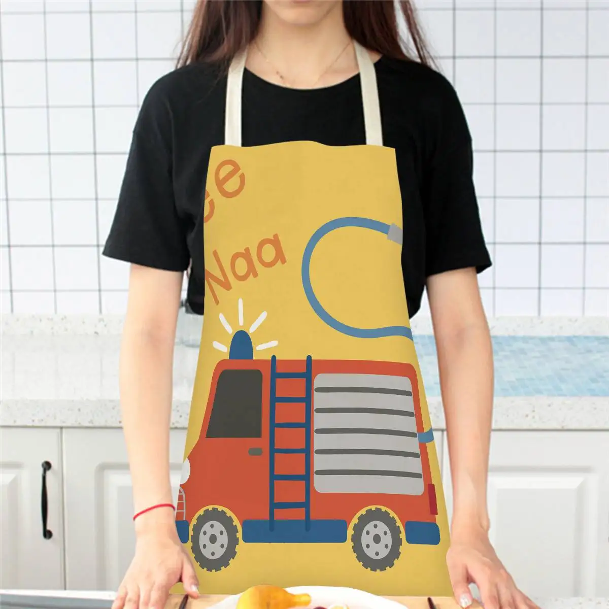 Cartoon Style Cute Car Apron For Children Rainbow Printing Apron Cooking Aprons Bib Household Cleaning Accessories Pinafore Bibs