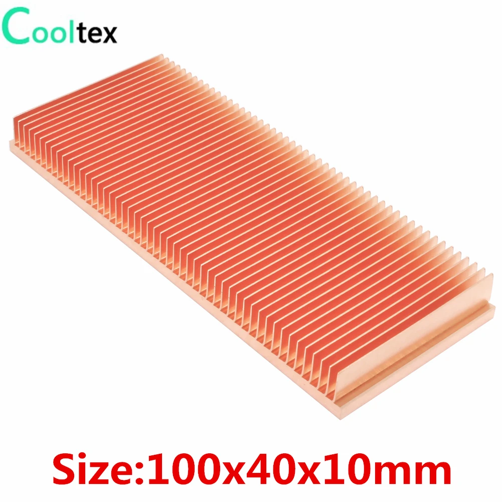 

High Quality Pure Copper Heatsink 100x40x10mm Skiving Fin DIY Heat Sink Radiator For Electronic CHIP LED IC RAM Cooling Cooler