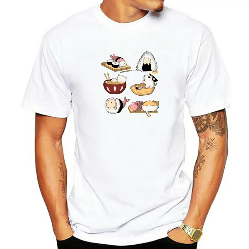 

Food Cute Cat Sushi Cartoon Style Short Sleeve Harajuku Casual All-math T-Shirts Oversize Fashion Tee Clothing women's clothing