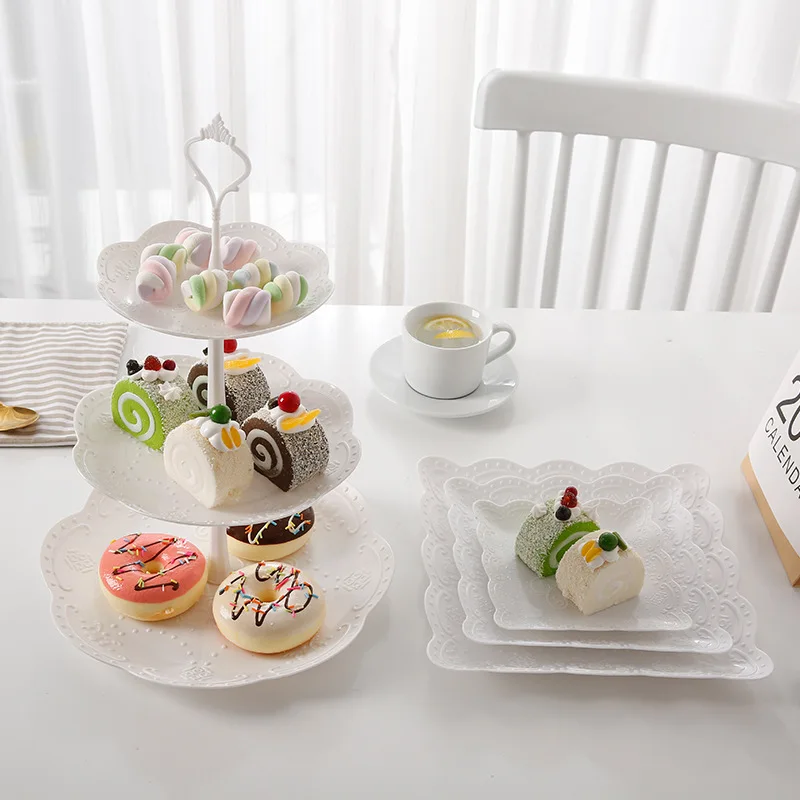 3 Tier Cake Stand Display Cupcake Rack Afternoon Tea Snack Fruit Plate Tray Wedding Party Xmas Brithday Dessert Table Decorate - view 3