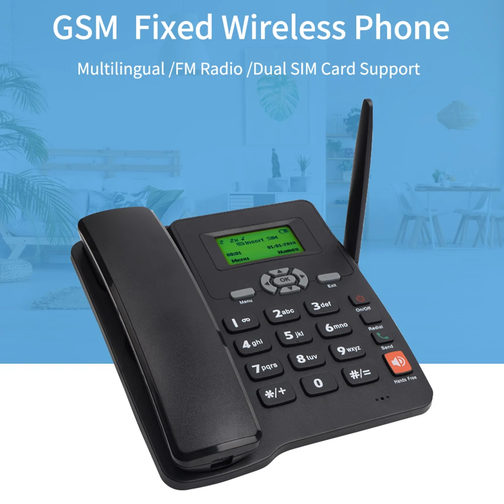 Cordless Phone Quadband GSM Phone 2G Network for Business Or Family Fixed Wireless Phone Wireless Telephone SIM-card telephone