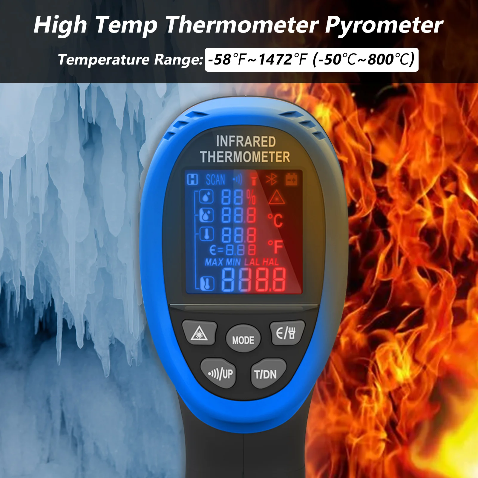 

Инфракрасный пирометр HP985E для высоких температур: лазерный указатель, измерение влажности и точки росы для применения в системах ОВКВ, автомобильной промышленности и на металлургических предприятиях