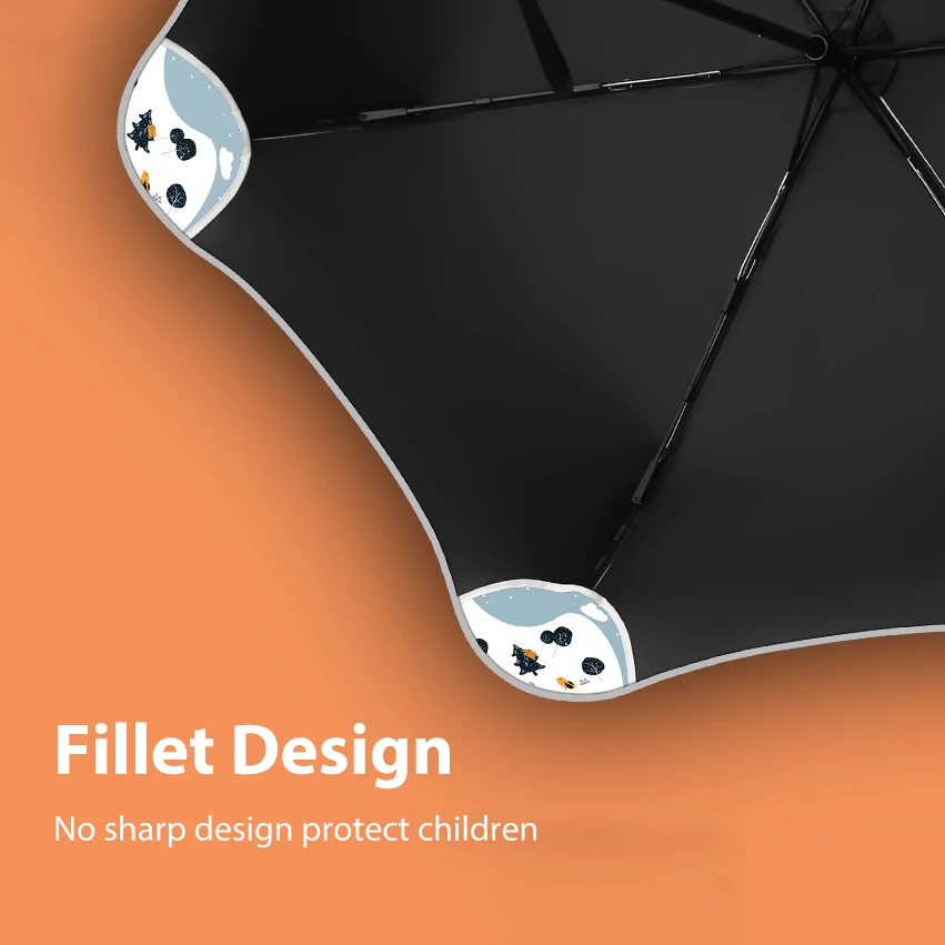 Cartoon Folding Umbrella for Girls Safe Filler Edge UV Sun Shade Umbrella Parasol 6 Ribs Windproof Summer Umbrella Rain UPF50+