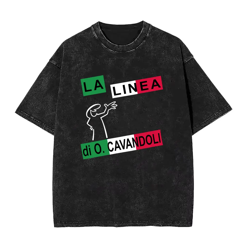 

Washed Vintage Anime Osvaldo Cavandoli La Linea Graphic T Shirt Men Women Funny Oversized Short Sleeve T-shirt Tops Streetwear