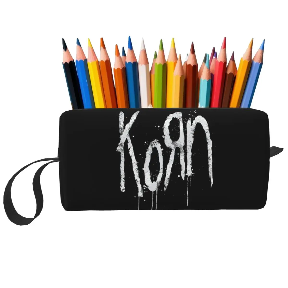 Korn Band Rock Metal Music Pencil Case for Students School Pen Box Pencil Bag Stationery Supplies Travel Women Cosmetic Bag