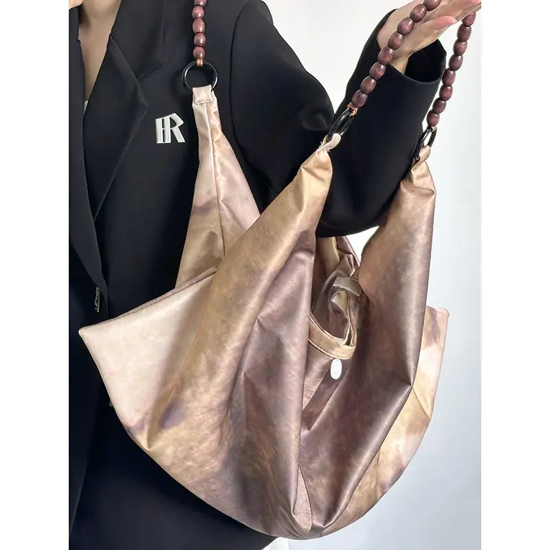 Tasche Frauen Chinesischen Stil Mode Neue Holz Perle Griff Hohe Kapazität Schulter Tasche Handtasche Alle-spiel