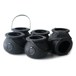 12pcs Halloween Candy Bucket Cauldron Holder Jar Witch Handheld Candy Pot Kid Toy Trick Or Treat Halloween Party Decoration Prop