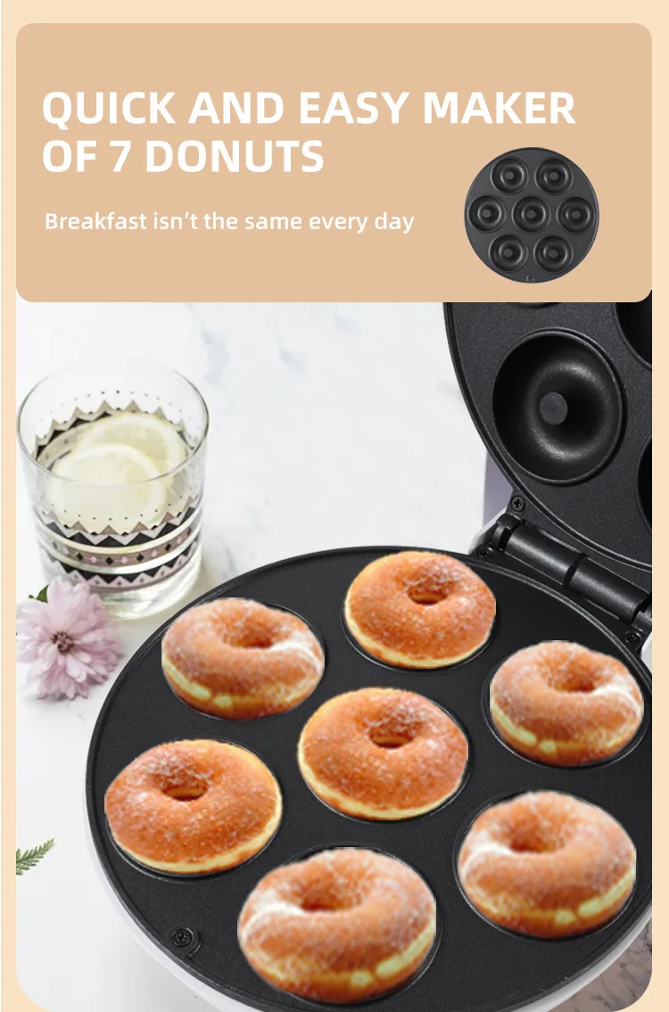 Baker's Friend Mini Donut Maker Machine voor thuis, 6 x 7,5 cm Mini Donuts Maker Machine voor familiegeschenken & ideeën voor inwijdingsgeschenken, Donut-Machine, Mini Donuts Bakvorm, Donut-Party
