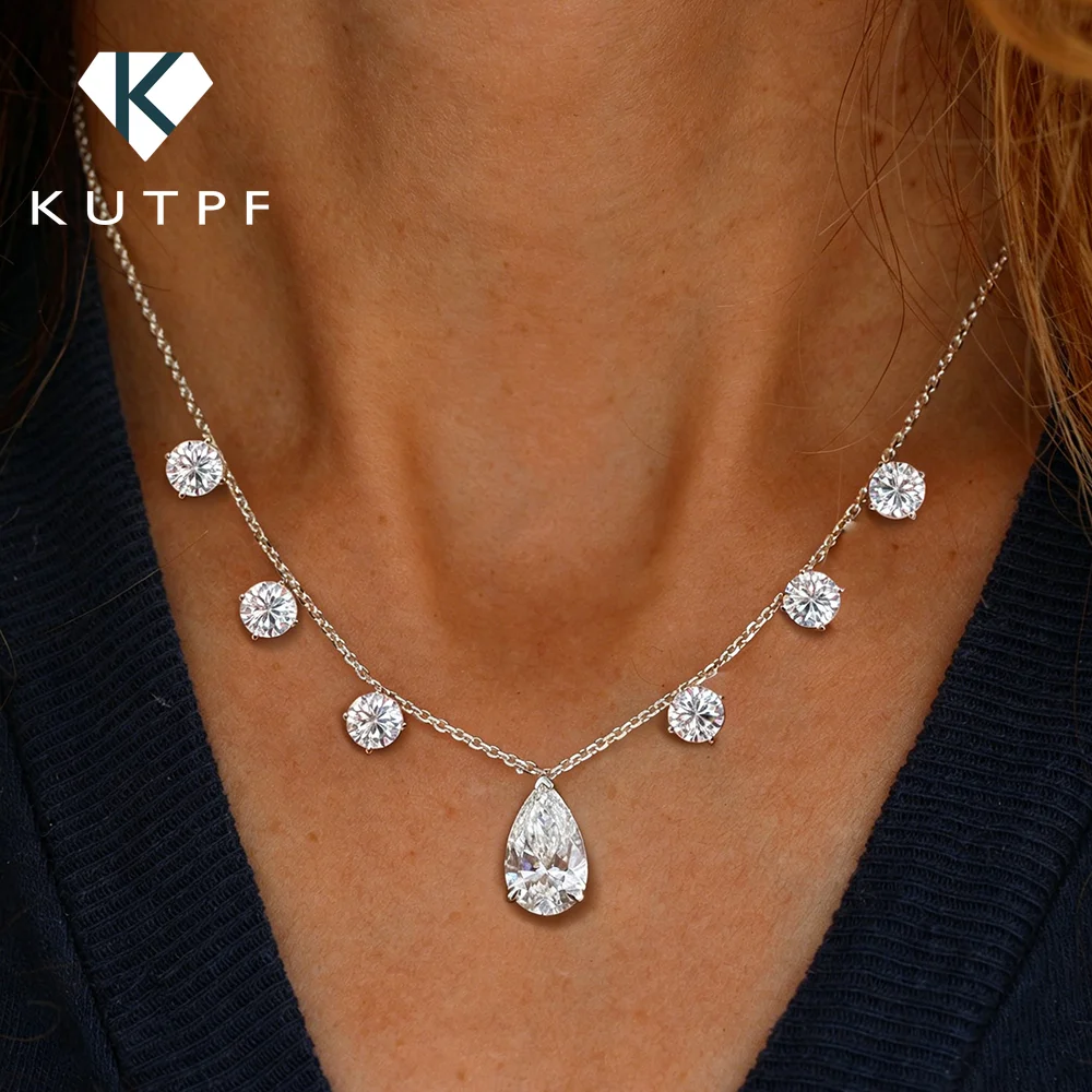 

Waterdrop Moissanite Pendant Necklace for Women S925 Sterling Silver 2/3Carat Pear Cut Lab Diamond Neckchain Wedding Jewelry