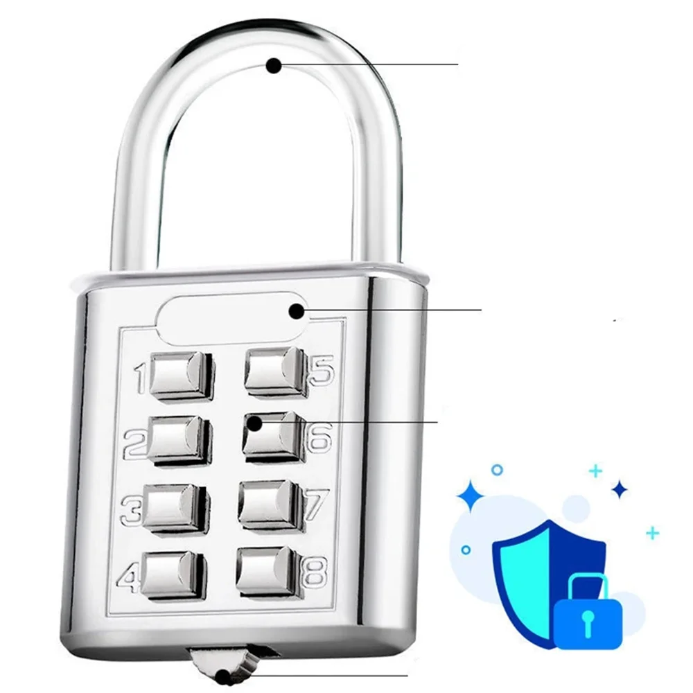 8 Digits Password Code Outdoor Waterproof Combination Padlock Zinc Alloy Suitcase For Luggage Travel Smart Lock Keyed Anti-thief