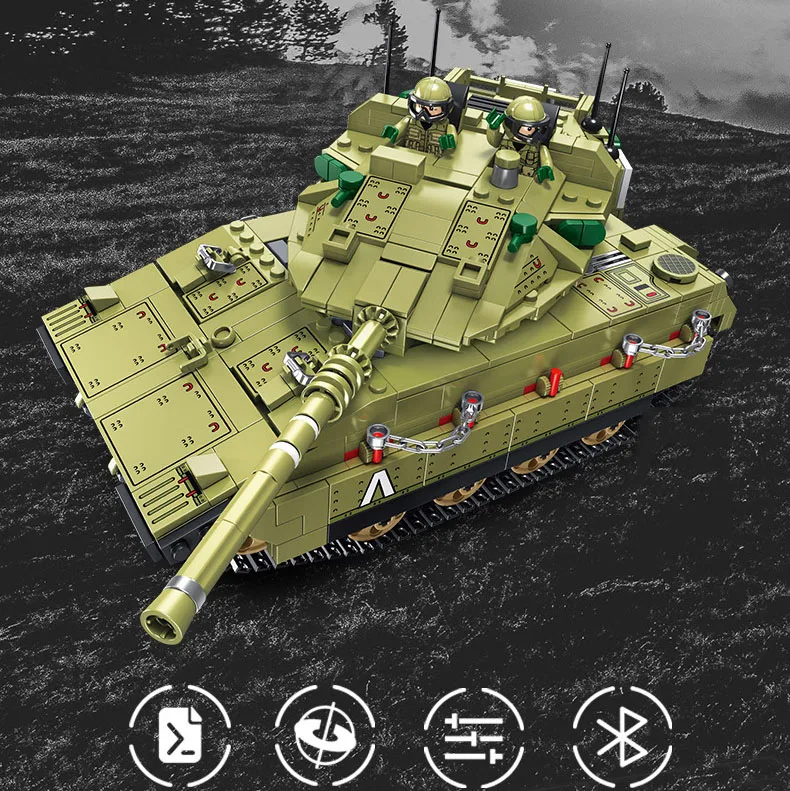 

Israel Military 2.4Ghz Remote Control Vehicle World War Merkava Main Battle Tank Block Army Figures Brick APP RC Toys For Gifts