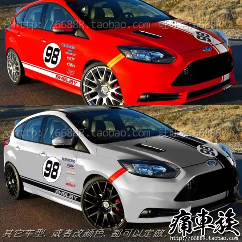 

Автомобильные наклейки для Ford FOCUS с цветами, модная спортивная наклейка по индивидуальному заказу, пленка