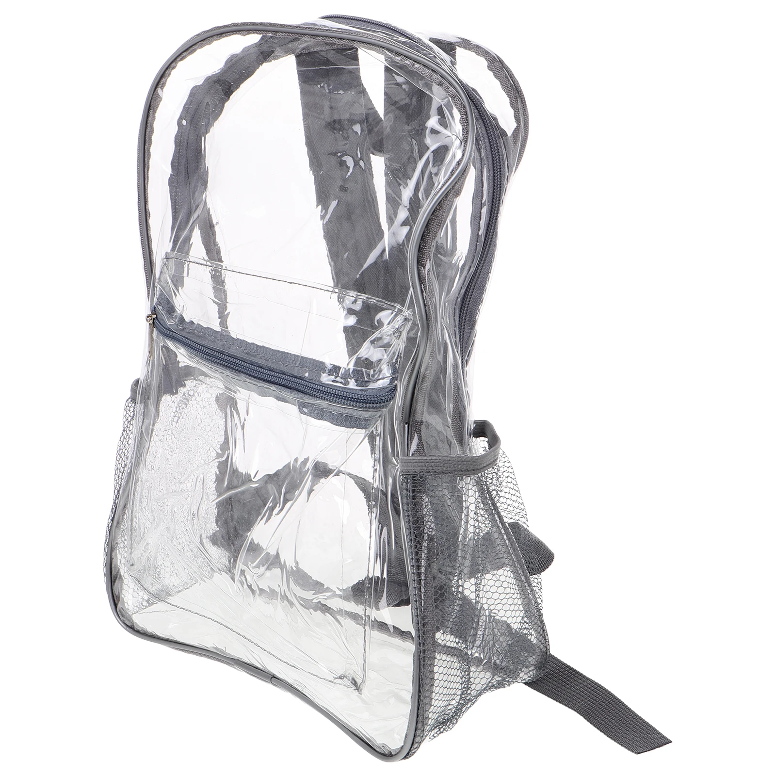 

Waterproof Transparent PVC Large Capacity School Bag Shallow Gray Clear Plastic Student Book Bag Travel Backpack Stadium