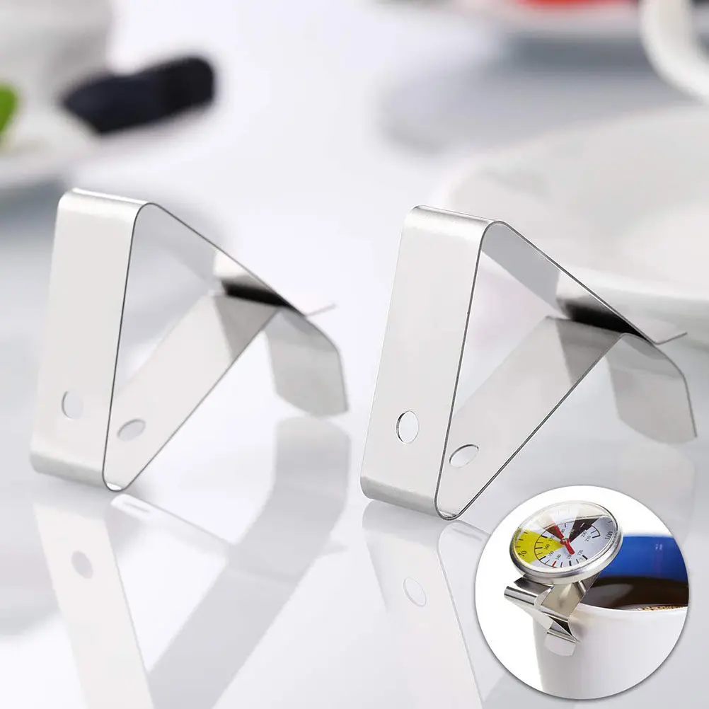 2Pcs Thermometer Clip Coffee Cup Holder 304 Stainless Steel Food Grade Temperature Probe Clamp for Espresso Latte Brewing Use