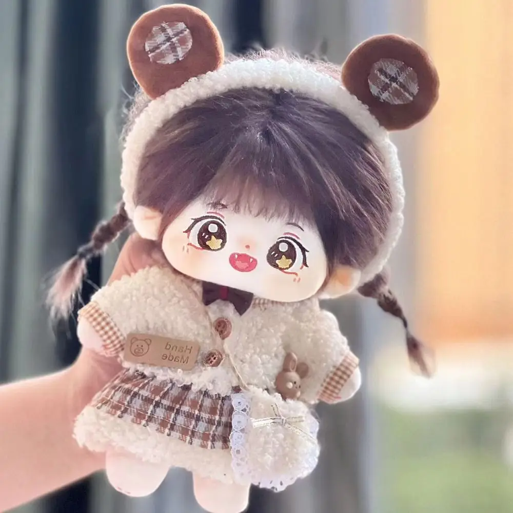 Set di orecchie di gatto carino Abito da bambola in cotone da 20 cm Abbigliamento fai da te Vestire vestiti per bambole idol Gonna da principessa Accessori per vestiti rosa