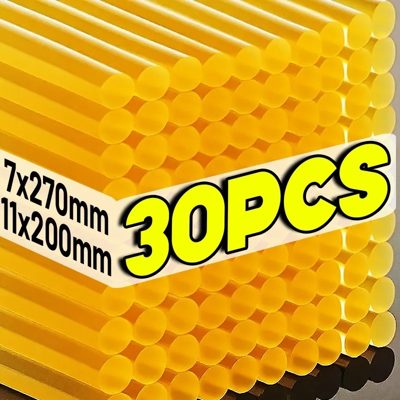 

30/1pcs Yellow Translucent Hot Melt Glue Sticks Strong Adhesive Glue Stick High Viscosity Handmade DIY Craft Repair Kits Tools