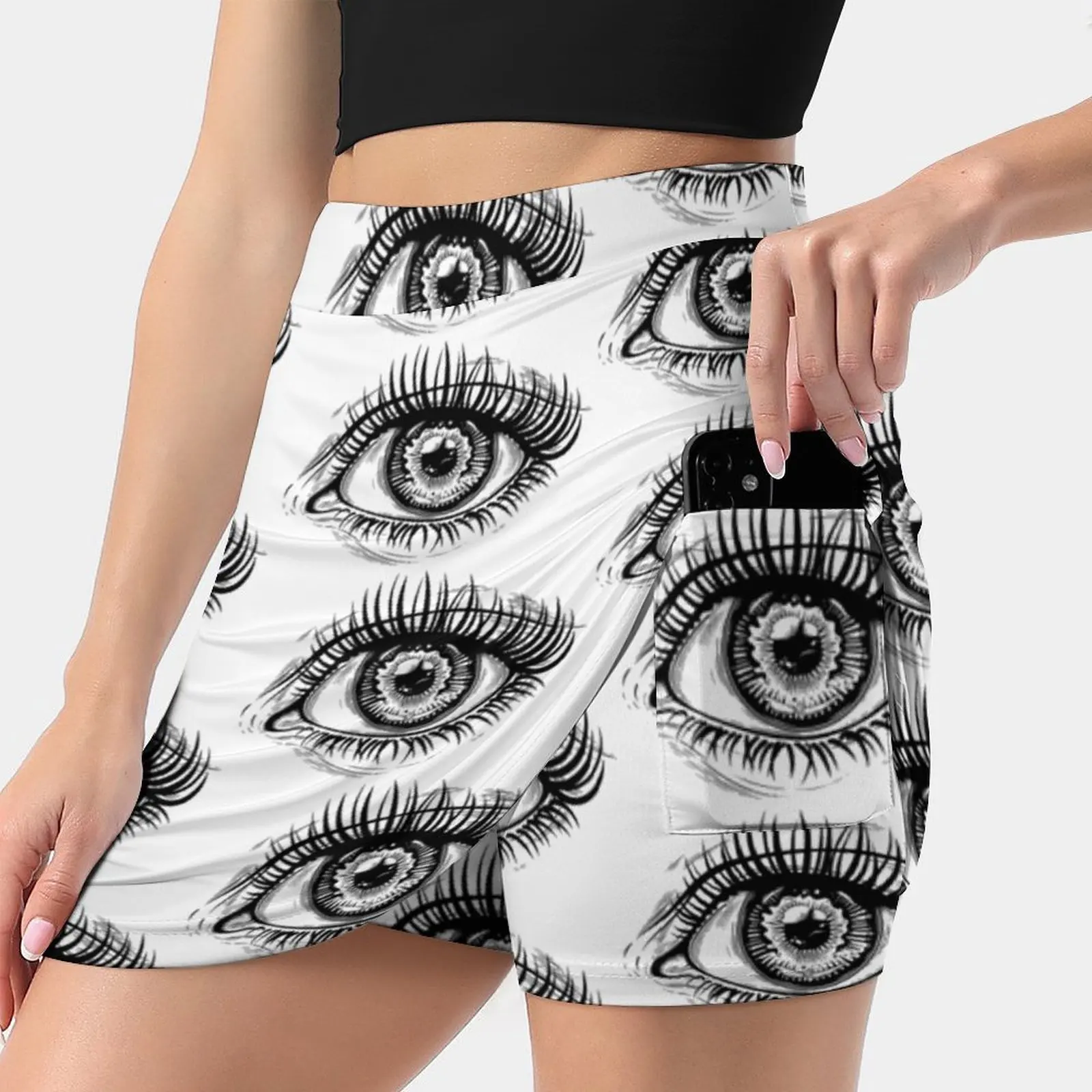 Beautiful Realistic Eye With Highly Detailed Pupil Iris And Long Summer Women's shorts Skirt 2 In 1 Fitness Yoga Skirt Tennis