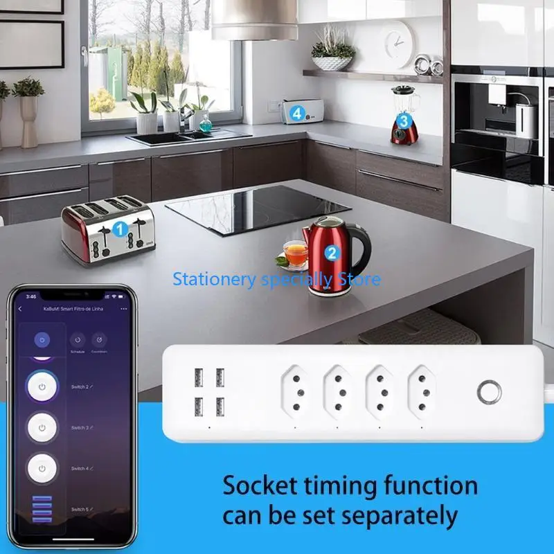 

P0RB Wi-Fi для Strip Protector с 4-й WAPE PLUG 4 USB-порты Совместимый с Alexa Google-Assis.