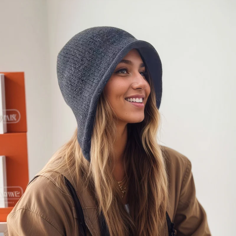 

[Теплый | Эластичная шапочка] Теплая | Эластичная вязаная шапка унисекс | Зимняя шапка из полиэстера с амбушюрами | Моющийся вручную, моющийся