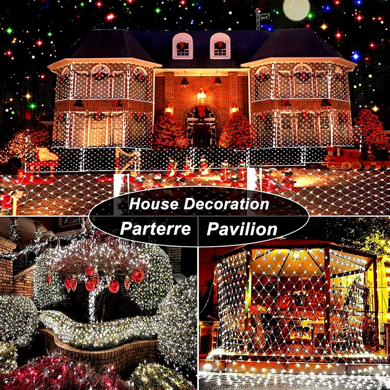 Christmas Lights 1.5M-60M LED Net Curtain Mesh Fairy String Lights For Party Wedding New Year Garland Outdoor Garden Decoration