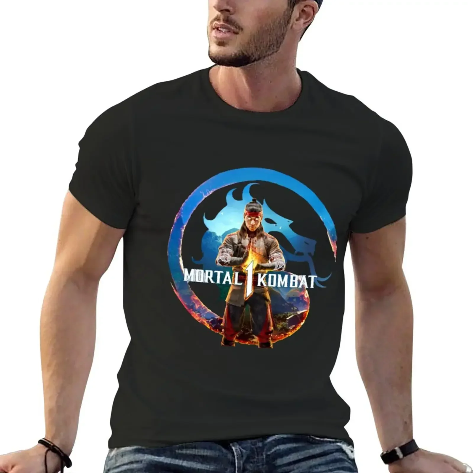 New mortal kombat 1 promo T-Shirt Tee shirt Anime t-shirt mens plain t shirts Summer fashion Arrival Cotton Short Sleeve style