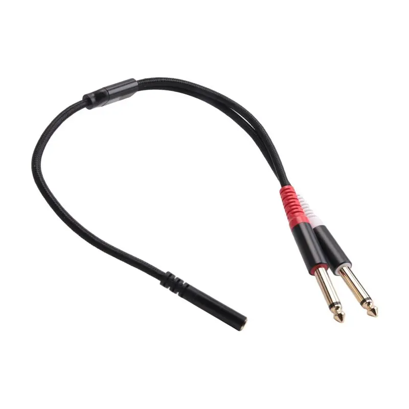 AA60 3.5mm to Dual 6.35mm Audio Y Splitter Cable 1/8 TRS to 2x 1/4 Mono Stereo Adapter for Mixer Amplifier