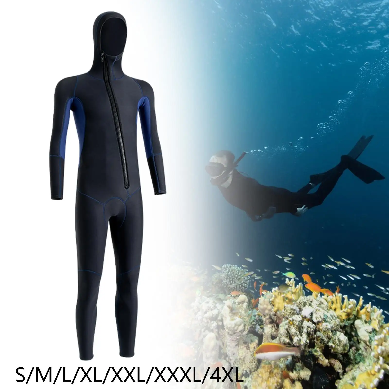 Scuba Diving Wetsuit Portable Front Zipper Keep Warm Lightweight Casual Swimsuit