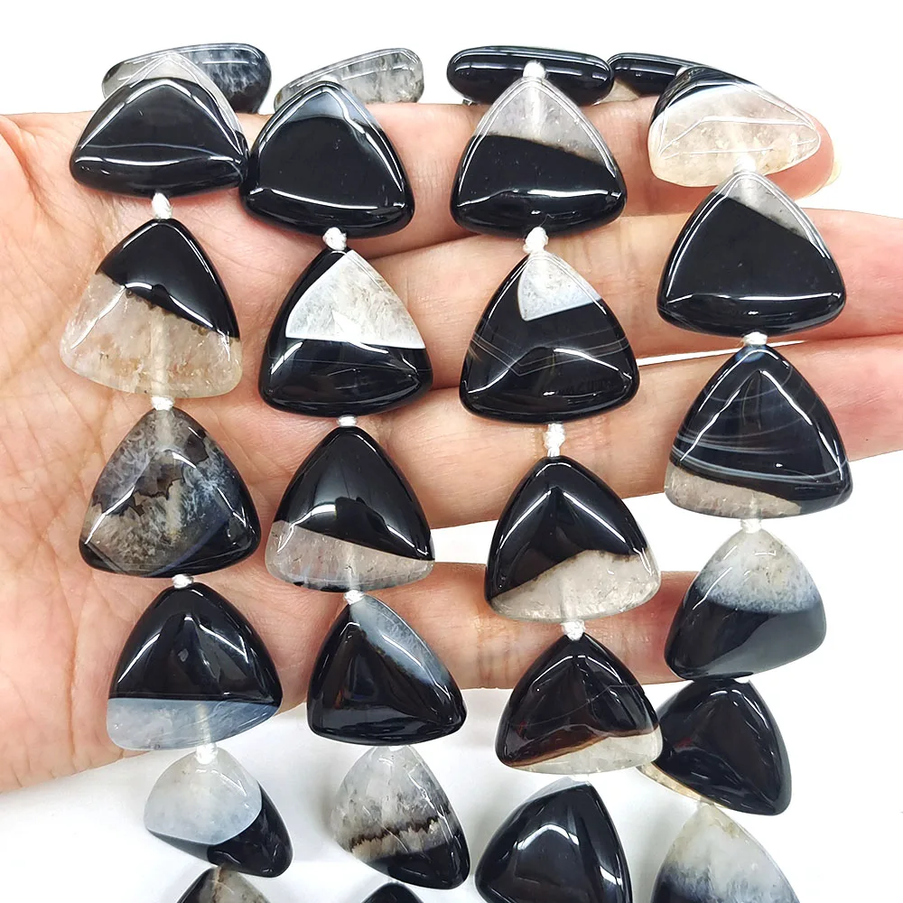 Multicolor Uruguayan Triangle Shape Beads Natural Crystal Stones Black Agate Gems Beads for Jewelry Making DIY Bracelet Necklace
