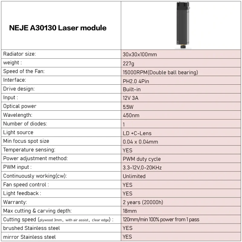 Hot sale NO A30130 40W 445nm CNC Laser Engraving Module Kit Engraver Head