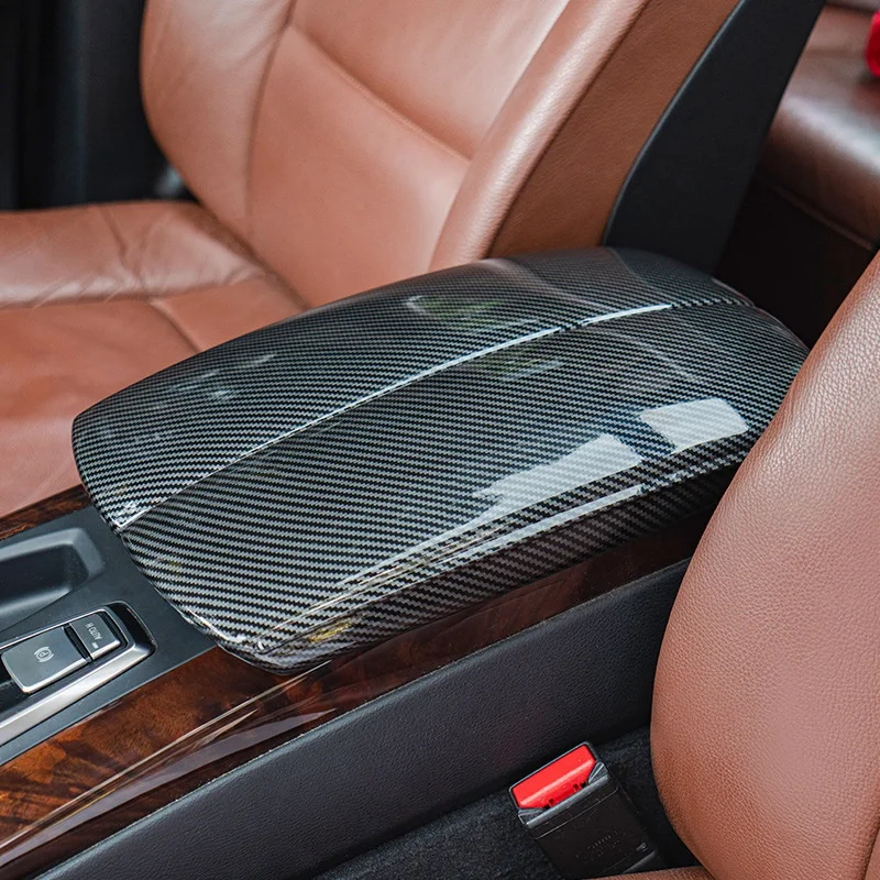 

2pcs ABS Carbon Fiber Center Console Armrest Cover For BMW X5 X6 2009-2014 Carbon Fiber Texture Center Console Armrest