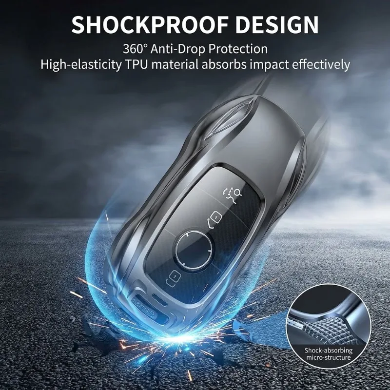 For Mercedes Benz C E-Class GLC GLA GLB GLS A200 C200 Zinc Alloy Silver Car Key Case Keyless Cover Key Shell Car Accessories