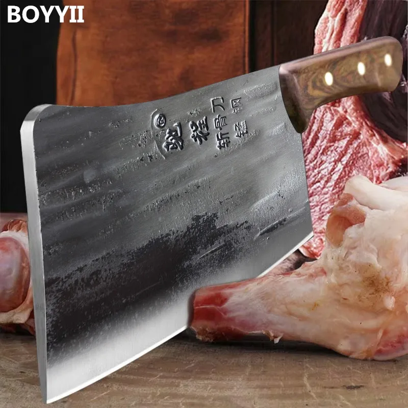 1 KG Chopping Knife 6mm Thickened Handmade Forged Kitchen Bone Knife Butcher Durable Hard Blade Chopper Kitchen Knife Cleaver