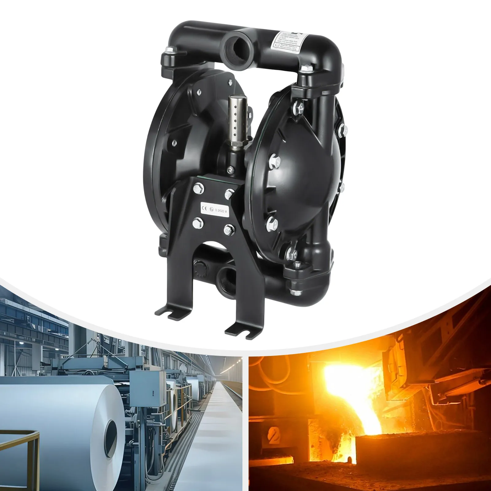 120PSI Air Operated Diaphragm Pump Pneumatic Diaphragm Pump for Water, Low-viscosity Petroleum-based Fluids