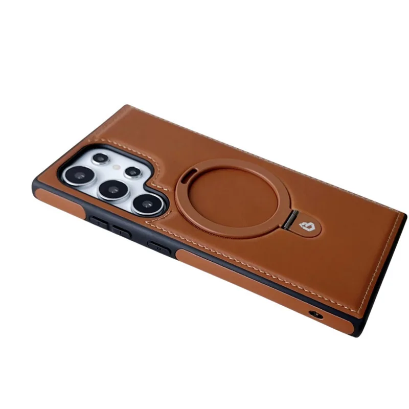 

Leather for Magsafe Case For Samsung Galaxy S 25 S25 S24 Ultra S22 S23 Plus A55 A15 Luxury Magnetic Holder Protection Back Cover