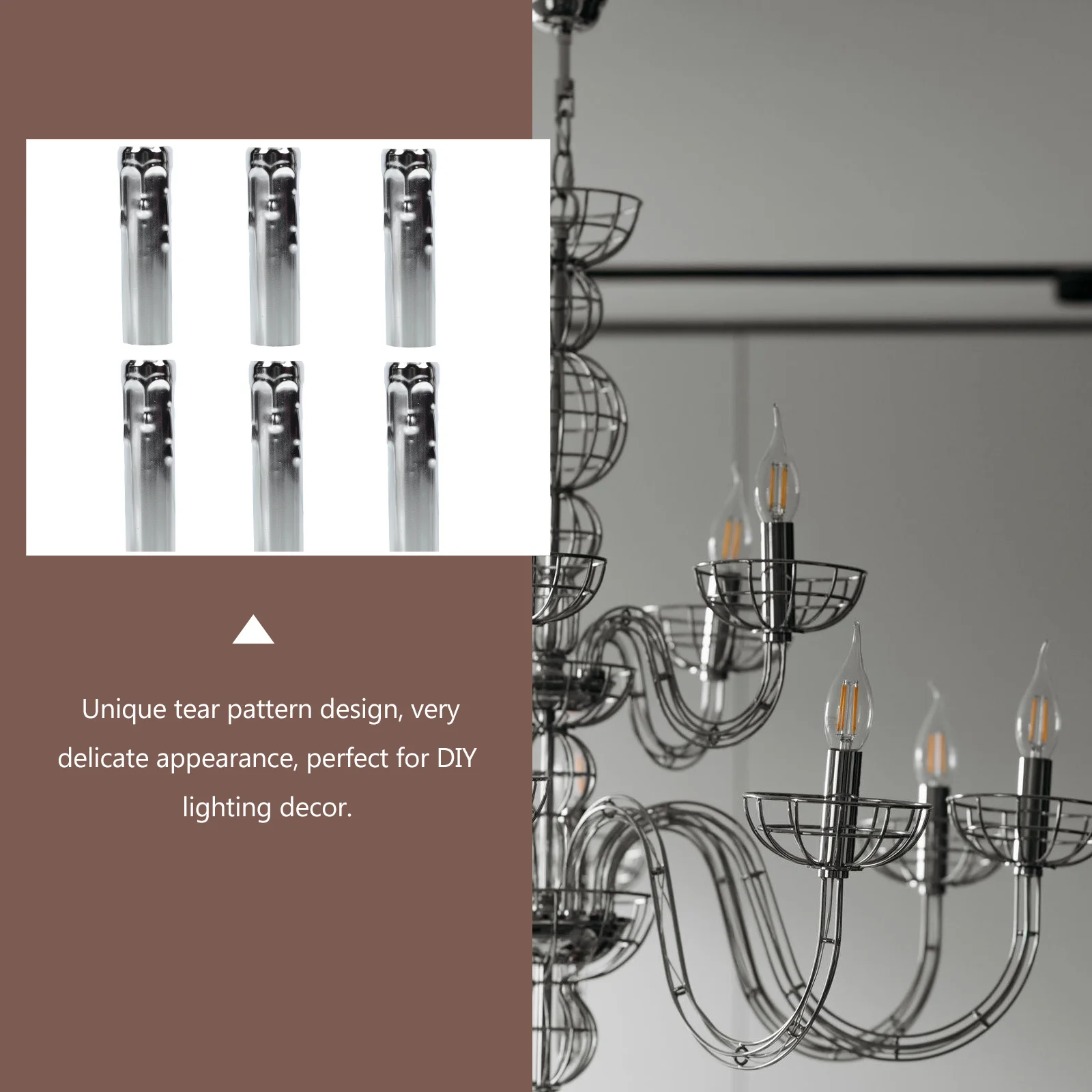 

6 Pcs Tears Water Pipe Sleeve Chandelier Lamp Base Light Bulb Socket Cover Parts Crystal Iron Sleeves
