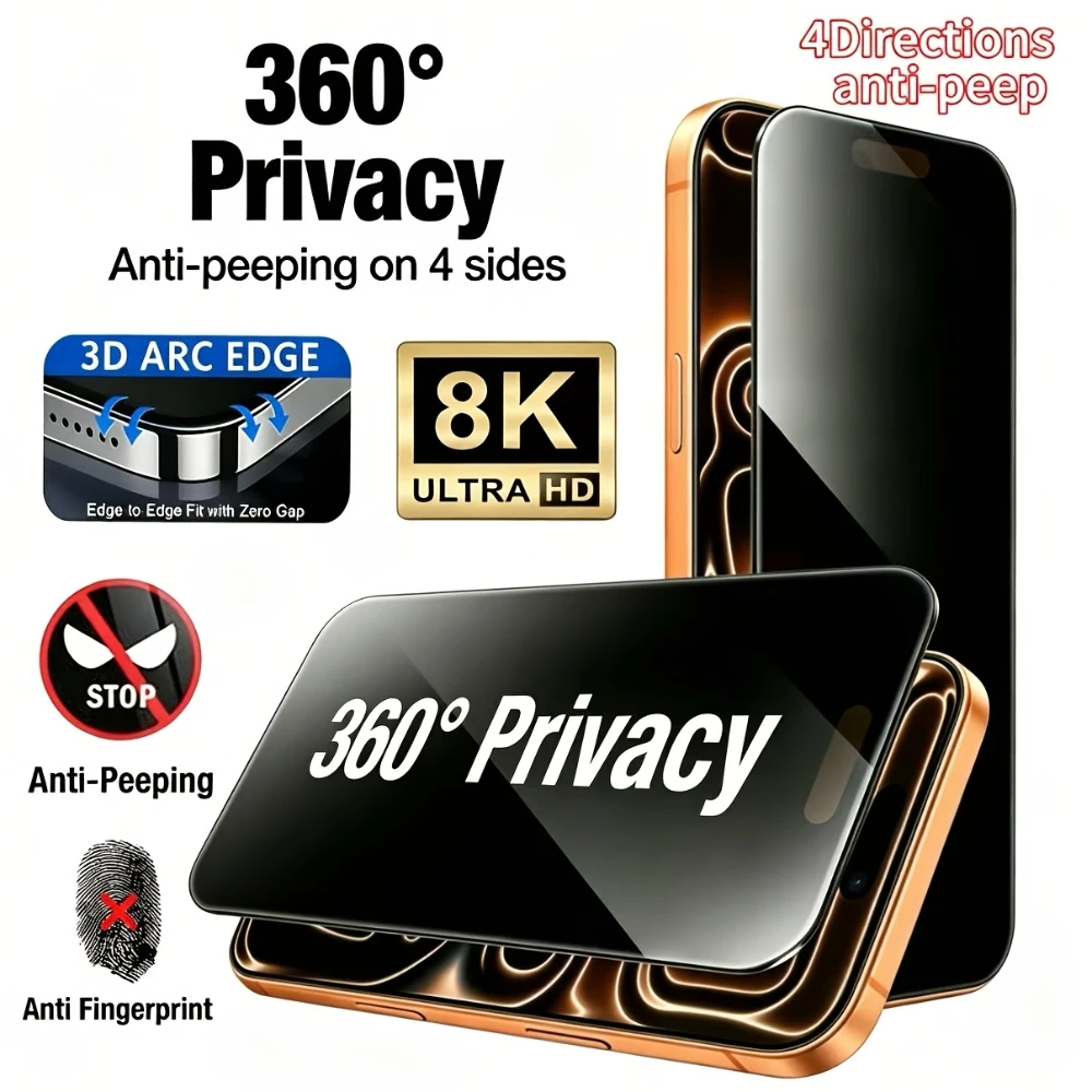 NNBILI 2 Stück 360-Grad-Vollschutz-Displayschutzfolie aus gehärtetem Glas, für iPhone 17 Pro Max 16 15 14 13 12 11 Pro 17e