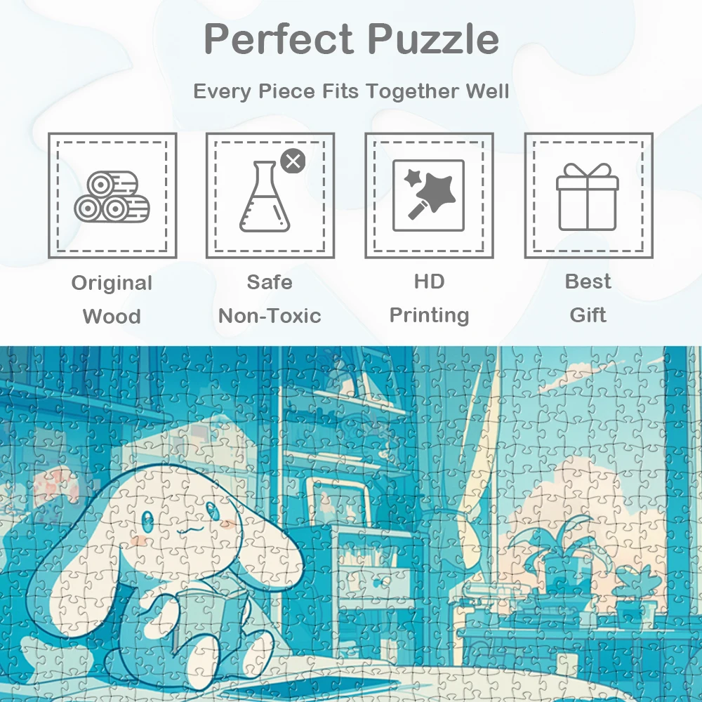 Urocza układanka Cinnamoroll Sanrio Klasyczne postacie anime 108/200/300/500/1000/1500 elementów Unikalny wzór Zabawna gra rodzinna