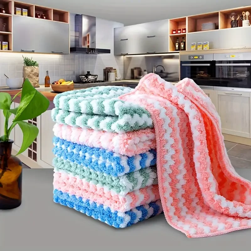 10-100PCS Super Absorbent Dishcloths Coral Fleece Cleaning Cloths Thickened Kitchen Washing Dish Rags Glass Windows Wipe Towel