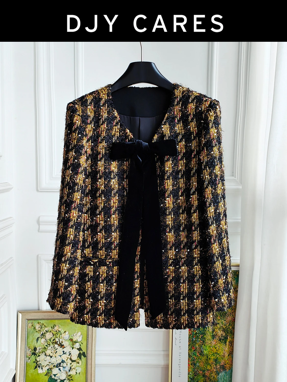 

Новая высококачественная клетчатая изысканная куртка-бабочка средней длины, топ большого размера