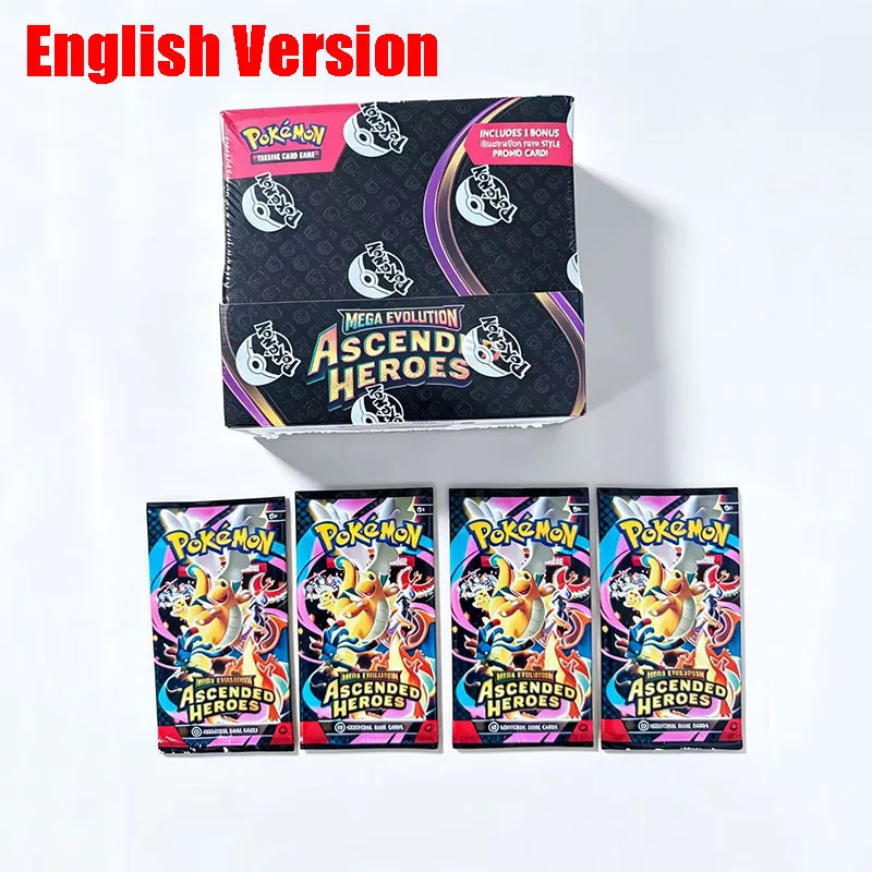 Pokémon English Card MEGA EVOLUTION Ascended Heroes Game Cartoon Booster Battle Transaction Card Collection Card Gift Toy